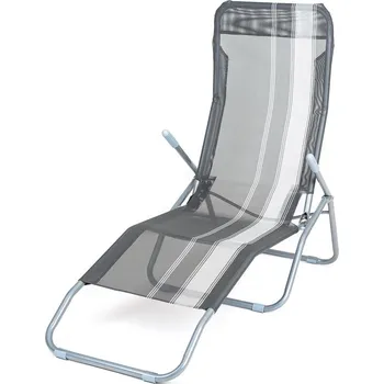 Zahradní lehátko Happy Green Plážové skládací lehátko pruh antracit, šedá