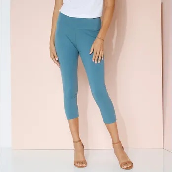 Dámské legíny 7/8 legíny s efektem plochého břicha paví modrá 54