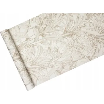 Tapeta Vinylová tapeta bílo-béžová s exotickými LISTY