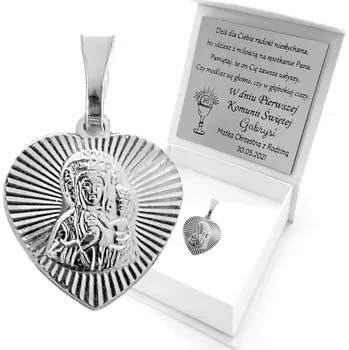 Přívěsek Stříbrný Medailonek Krabička s gravírováním SVATÉ PŘIJÍMÁNÍ Medailonek Stříbro 925