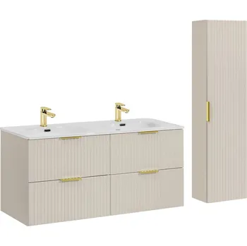 Koupelnový nábytek Koupelnová sestava Adele Cashmere se skříňkami a zápustnými umyvadly 120 cm kašmírová