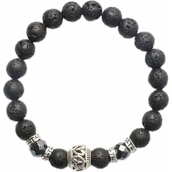 Náramek Nefertitis Lávový kámen náramek tibetský s hematitem obvod cca 16 až 21 cm