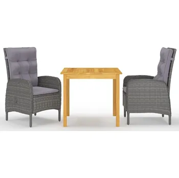 Zahradní sestava vidaXL 3dílný zahradní jídelní set [3067680] Barva: Šedá