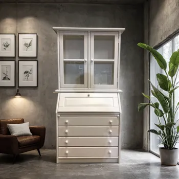 Příborník a kredenc Provence vitrína z masivu v bílé barvě