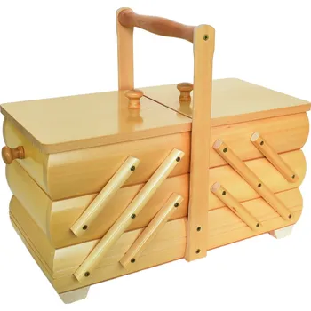 Organizér galanterie Kazeta na šití rozkládací světlá 32,5x16x27,5 cm