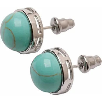 Náušnice Tyrkenit náušnice mosazné kulaté cca 1,2 cm