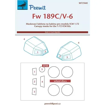 Plastikový model Peewit 1/72 Canopy mask Fw-189C/V-6 (ICM)