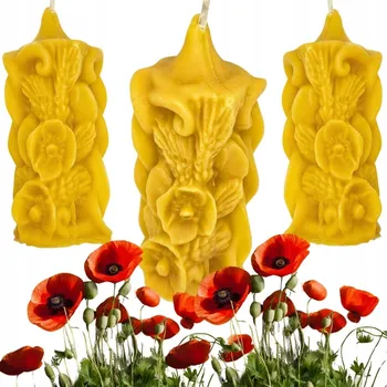 Svíčka Dekorativní svíčka z včelího vosku Miodowy Miód i Bursztyn 3 ks