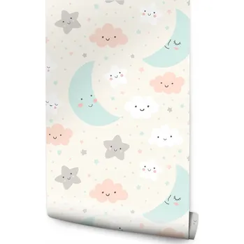 Fototapeta Tapeta pro děti - Obláčky a hvězdičky /213045482