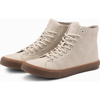 Pánská obuv Pánské kotníkové tenisky s gumovou podrážkou - krémové V1 OM-FOTH-0187 - 43