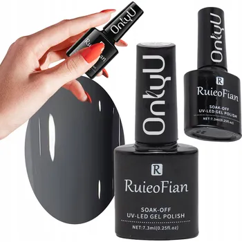 Přípravek na nehty Tmavě šedý hybridní lak na nehty s leskem UV OnlyU/L046