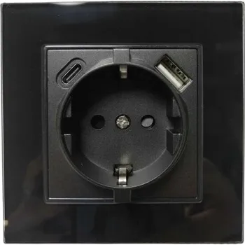 Elektrická zásuvka Elektrická Zásuvka USB nástěnná Alkri-Light černá
