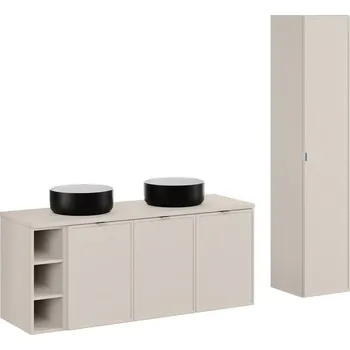 Koupelnový nábytek Koupelnová sestava Bella Cashmere se skříňkami a umyvadly 140 cm kašmírová