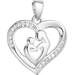 EVOLUTION GROUP CZ Stříbrný přívěsek srdce matka a dítě - 14019.1