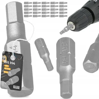 Bit 25x BIT ŠROUBOVÁKU H4 HEX 25 mm MAGNETICKÝ KONEC Šroubovací 1/4'' KRÁTKÝ