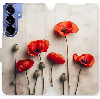 Pouzdro na mobilní telefon Flipové pouzdro Mobiwear - Samsung Galaxy S25 Plus - VP42S Vlčí máky (Knížkové flip pouzdro, obal, kryt na mobil Samsung Galaxy S25 Plus - VP42S Vlčí máky, materiál Umělá kůže + TPU - ochrana 360°, stojánek, silikonová vanička, magnetické zavírání)