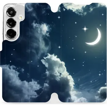 Pouzdro na mobilní telefon Flipové pouzdro Mobiwear - Samsung Galaxy S25 - V145P Noční obloha s měsícem (Knížkové flip pouzdro, obal, kryt na mobil Samsung Galaxy S25 - V145P Noční obloha s měsícem, materiál Umělá kůže + TPU - ochrana 360°, stojánek, silikonová vanička, magnetické)