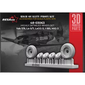 Plastikový model RESARM 1/48 Yak 7-9, La 5-7, LaGG 3 MIG-3 wheels set 4