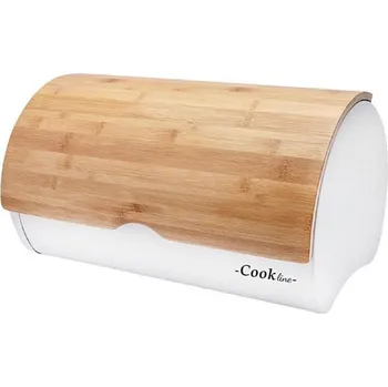 Dóza na potraviny Chlebovka 38x25x18cm, SABROSO, bílá, smalt+bambus