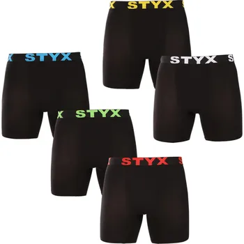 Boxerky 5PACK pánské boxerky Styx long sportovní guma černé (5UN9601) S Možnost vrácení zboží ZDARMA do 120 dnů!