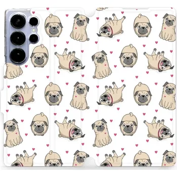 Pouzdro na mobilní telefon Flipové pouzdro Mobiwear - Samsung Galaxy S25 Ultra - M097P Mopsíci (Knížkové flip pouzdro, obal, kryt na mobil Samsung Galaxy S25 Ultra - M097P Mopsíci, materiál Umělá kůže + TPU - ochrana 360°, stojánek, silikonová vanička, magnetické zavírání)