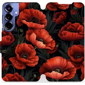 Pouzdro na mobilní telefon Flipové pouzdro Mobiwear - Samsung Galaxy S25 Plus - VP45S Temné červené květy (Knížkové flip pouzdro, obal, kryt na mobil Samsung Galaxy S25 Plus - VP45S Temné červené květy, materiál Umělá kůže + TPU - ochrana 360°, stojánek, silikonová vanička,)