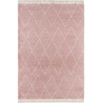 Koberec Koberec shaggy do obýváku 80x150 cm, růžový měkký vlas s boho vzorem