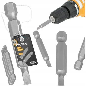 Bit 3x BIT ŠROUBOVÁKU SL4 50 mm Plochý MAGNETICKÝ Šroubovací hrot 1/4''