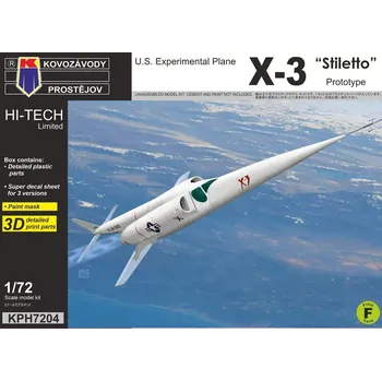 Plastikový model Kovozávody 1/72 X-3 Stiletto Prototype (3x camo) HI-TECH