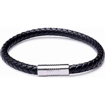 Drahý kámen Pánský fashion černý kožený náramek nerez ocel varianta 1 obvod cca 20 cm