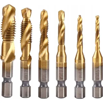Vrták Sada vrtáků se závitem z HSS oceli M3 M4 M5 M6 M8 M10 ŠESTIHRANNÉ