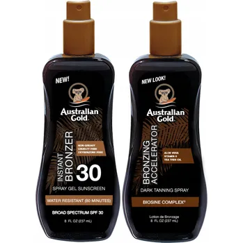 Přípravek na opalování Australian Gold Opalovací sprej SPF30 + Gel pro urychlení opálení