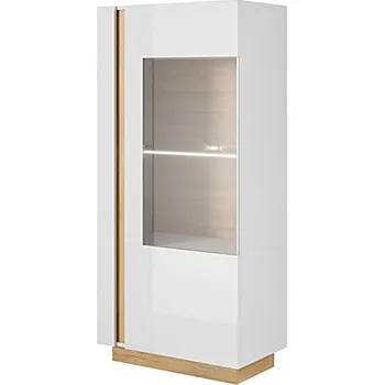 Obývací stěna Laski Vitrína Arco 72 bílá + dub Grandson LED osvětlení: BEZ osvětlení