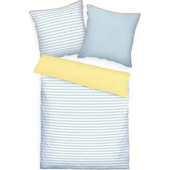 Povlečení Tom Tailor Perkálové povlečení Light Lemon - Sky blue, 135 x 200 cm, 80 x 80 cm, žlutá