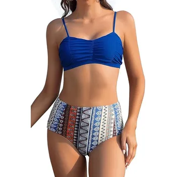 Dámské plavky Dámské dvoudílné plavky s vysokým pasem vel. M Modrá