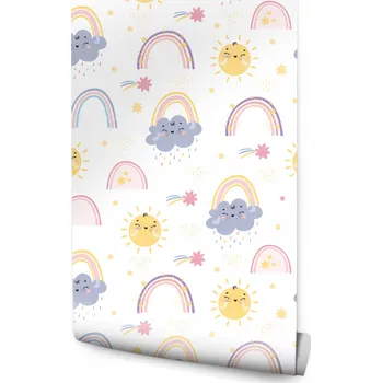 Fototapeta Tapeta duha slunce mraky hvězdy dětský pokoj M