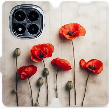 Pouzdro na mobilní telefon Flipové pouzdro Mobiwear - Xiaomi Poco X7 - VP42S Vlčí máky (Knížkové flip pouzdro, obal, kryt na mobil Xiaomi Poco X7 - VP42S Vlčí máky, materiál Umělá kůže + TPU - ochrana 360°, stojánek, silikonová vanička, magnetické zavírání)