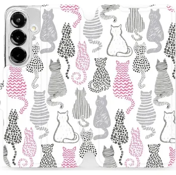 Pouzdro na mobilní telefon Flipové pouzdro Mobiwear - Samsung Galaxy S25 - MX01S Kočičí zádíčka (Knížkové flip pouzdro, obal, kryt na mobil Samsung Galaxy S25 - MX01S Kočičí zádíčka, materiál Umělá kůže + TPU - ochrana 360°, stojánek, silikonová vanička, magnetické zavírání)