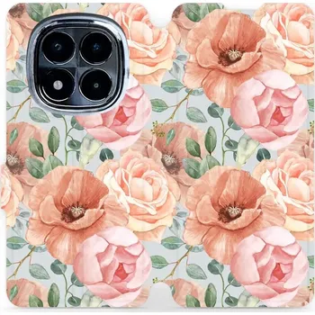 Pouzdro na mobilní telefon Flipové pouzdro Mobiwear - Xiaomi Redmi Note 14 Pro 4G - MP02S Pastelové květy (Knížkové flip pouzdro, obal, kryt na mobil Xiaomi Redmi Note 14 Pro 4G - MP02S Pastelové květy, materiál Umělá kůže + TPU - ochrana 360°, stojánek, silikonová vanička,)