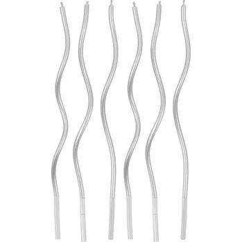 Karnevalový kostým Spirálové svíčky - Stříbrné, 6 kusů