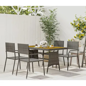 Zahradní sestava vidaXL 5dílný zahradní jídelní set polyratan [3120102] Barva: Šedá