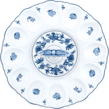 Talíř Český porcelán Dubí Cibulák podnos párty na vejce s porcelánovým klíčem 24,5 cm Originál