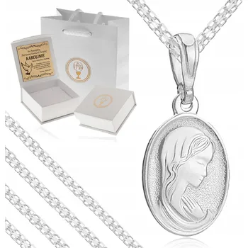 Řetízek STŘÍBRNÝ ŘETÍZEK + MEDAILON 925 DÁREK PRO DÍVKU KE SVATÉMU PŘIJÍMÁNÍ, K PRVNÍMU ROCE