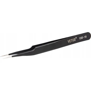 Kosmetická pinzeta Pinzeta ESD-18 VETUS Jednoduchá Ostrá Zúžená Kovová Pogumovaná Pinzeta
