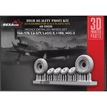 Plastikový model RESARM 1/48 Yak 7-9, La 5-7, LaGG 3 MIG-3 wheels set 2