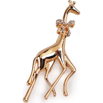 Brož Brož s broušenými kamínky žirafa, barva 2 zlatá