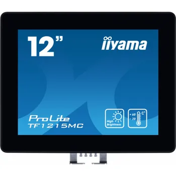 Monitor 12" iiyama TF1215MC-B1: IPS, XGA, capacitive, 10P, 540cd/m2, VGA, DP, HDMI, IP65, Ball Drop, černý