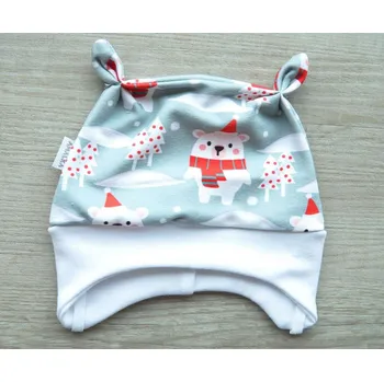 Kojenecká čepice AMÁLKA Elastická čepička teplákovina, Vánoční lední medvídek Velikost: 56-62