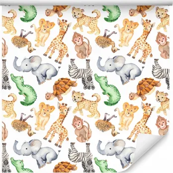 Fototapeta Dětská Tapeta SLONI Zebry Lvi Krokodýli Dekorace