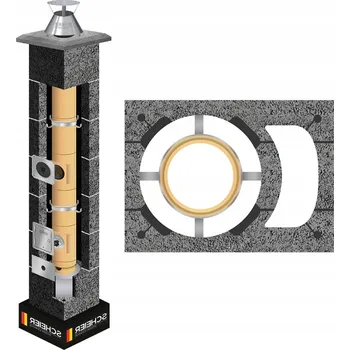 Komín Keramický komínový systém Turbo 11 m průměr 140 mm pro plyn/olej, systém KW 36x49 cm